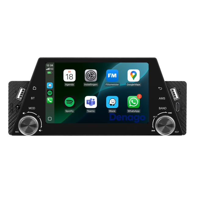 Universele 1 DIN Autoradio | WINCE | Bedraad CarPlay & Android Auto