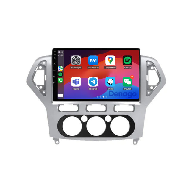 Ford Mondeo CarPlay autoradio | 2003 t/m 2014 | Denago DNG-A204 | 9 inch | Android 13 | Draadloos CarPlay & Android Auto | Zilverkleurig frame