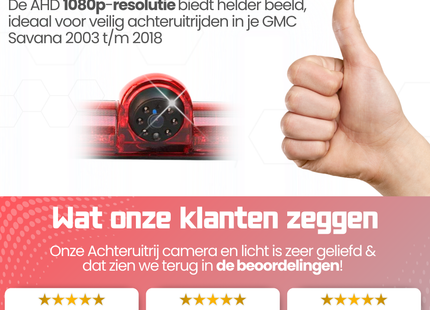 GMC Savana Derde Remlicht Achteruitrijcamera | 2003 t/m 2018 | Nachtzicht | HD Beeld