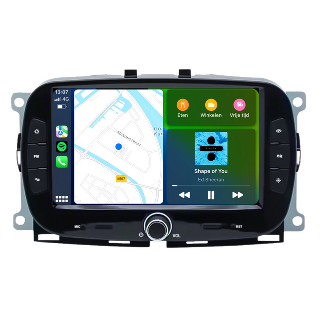 Fiat 500 | Android 13 | Autoradio | 2016 t/m 2019 | CarPlay & Android Auto | Zwart