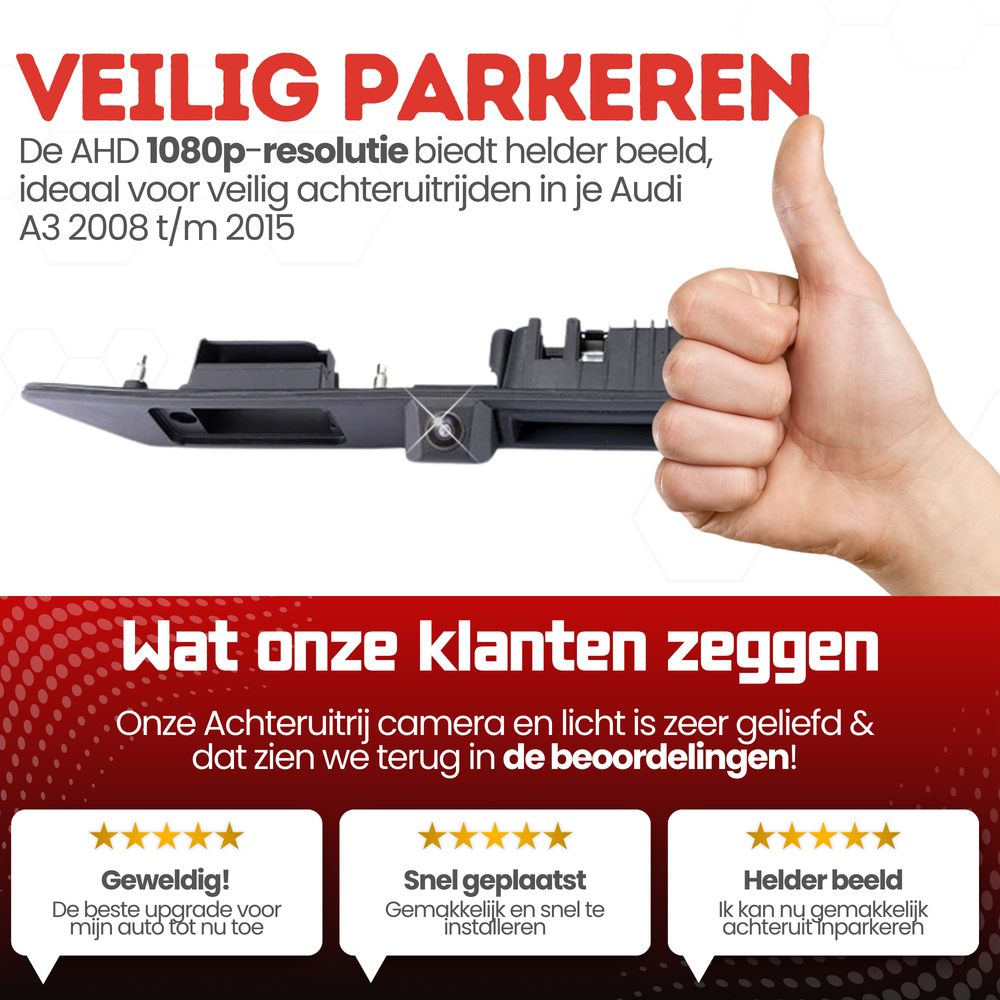 Audi A3 Achteruitrijcamera | 2008 t/m 2015 | Nachtzicht & HD Beeld
