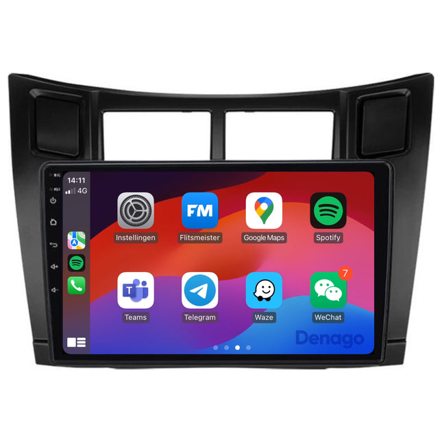 Toyota Yaris CarPlay autoradio | 2005 t/m 2012 | Denago DNG-A297 | 9 inch | Android 13 | Draadloos CarPlay & Android Auto