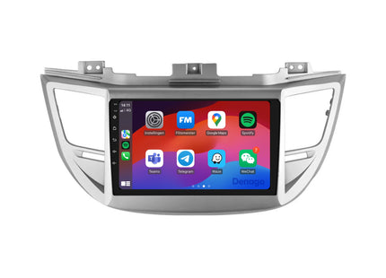 Hyundai Tucson CarPlay autoradio | 2009 t/m 2017 | Denago DNG-A115 | 9 inch | Android 13 | Draadloos CarPlay & Android Auto | Zilver frame