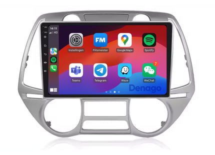 Hyundai i20 CarPlay autoradio | 2008 t/m 2014 | Denago DNG-A336 | 9 inch | Android 13 | Draadloos CarPlay & Android Auto