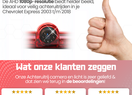Chevrolet Express Derde Remlicht Achteruitrijcamera | 2003 t/m 2018 | Nachtzicht | HD Beeld