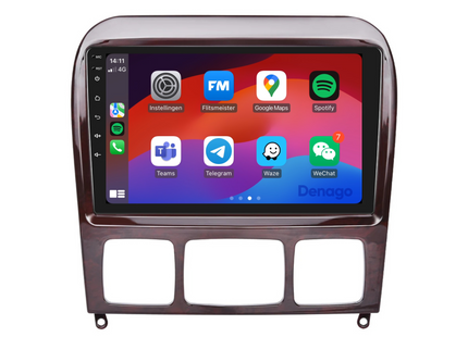 Mercedes S-Klasse CarPlay autoradio | 1999 t/m 2005 | Denago DNG-A92 | 9 inch | Android 13 | Draadloos CarPlay & Android Auto