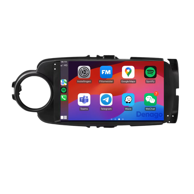 Toyota Yaris CarPlay autoradio | 2011 t/m 2019 | Denago DNG-A287 | 9 inch | Android 13 | Zwart | Draadloos CarPlay & Android Auto