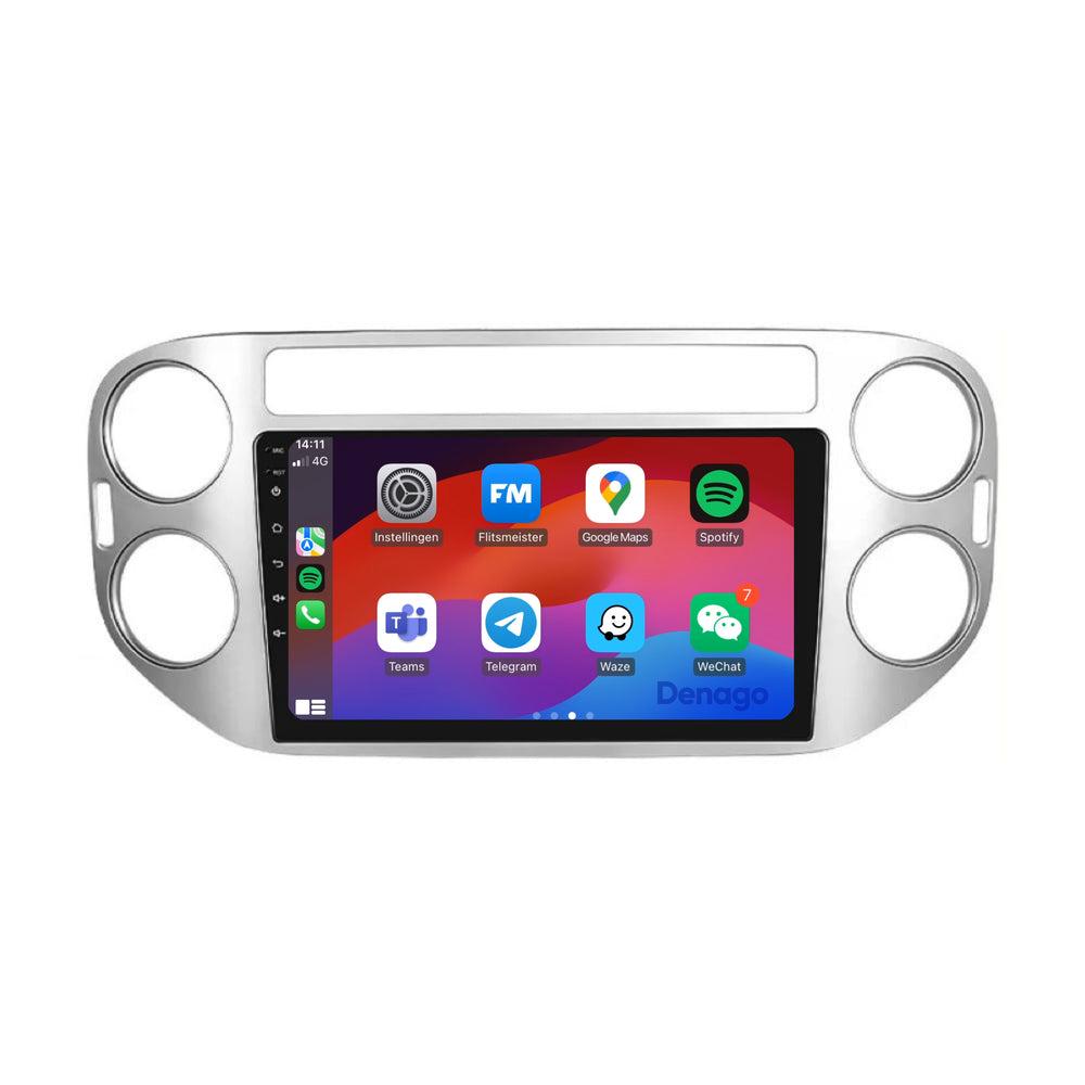 Volkswagen Tiguan CarPlay car radio | 2007 to 2015 | Denago DNG-A120 | 9 inches | Android 13 | Wireless CarPlay & Android Auto | Silver
