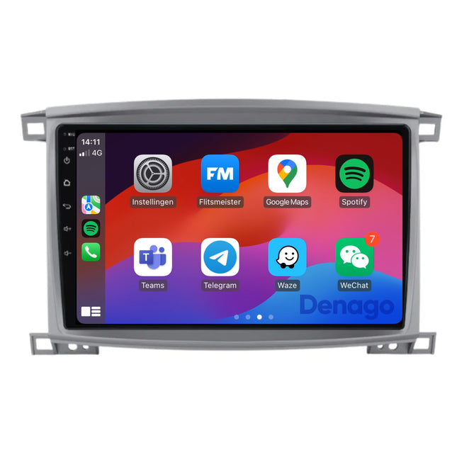 Toyota Land Cruiser 100 CarPlay autoradio | 2005 t/m 2007 | Denago DNG-A310 | 10 inch | Android 13 | Draadloos CarPlay & Android Auto | Grijs frame
