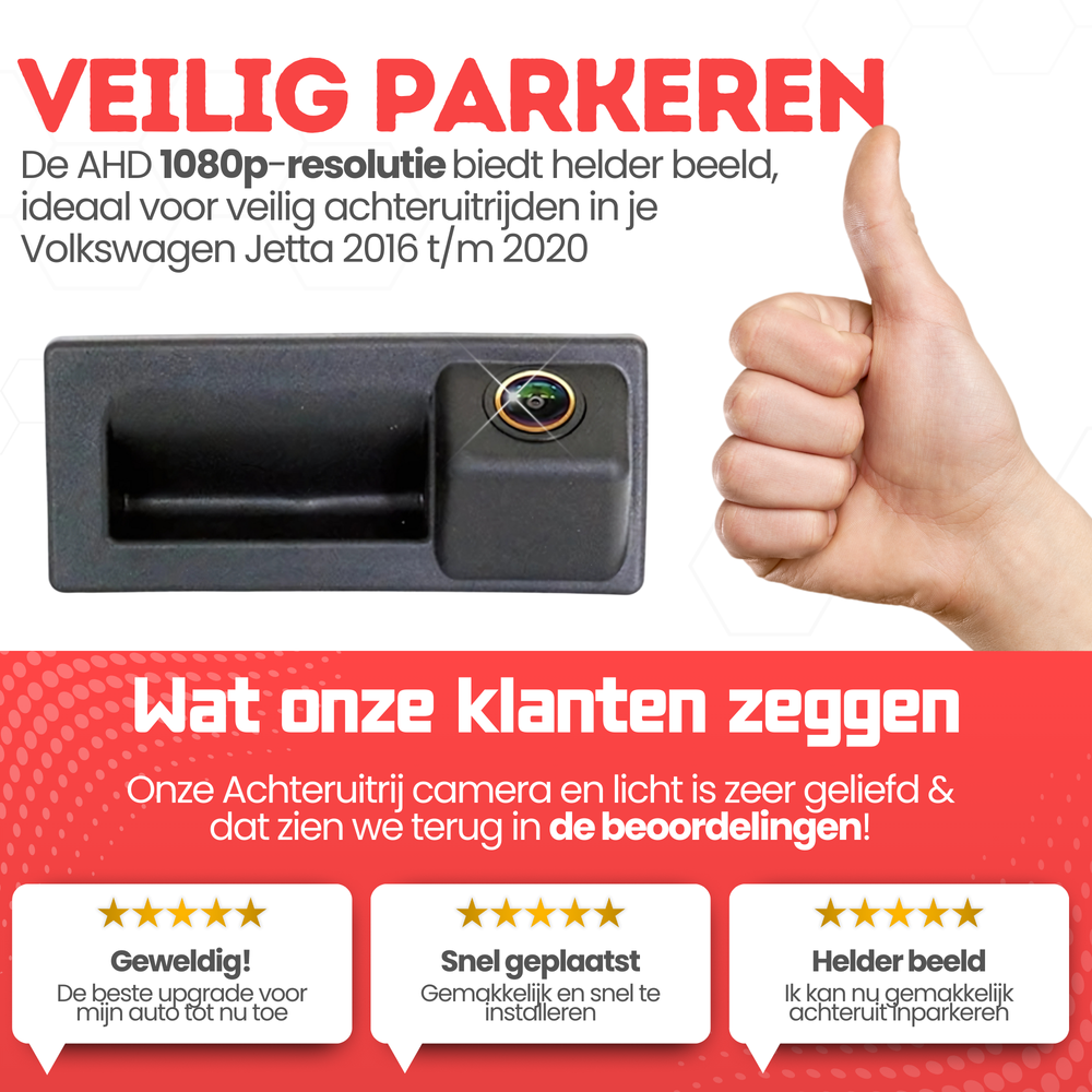 Volkswagen Jetta Achteruitrijcamera | 2016 t/m 2020 | Nachtzicht & HD Beeld