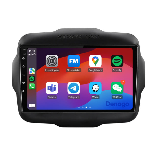 Jeep Renegade CarPlay autoradio | 2014 t/m 2023 | Denago DNG-A123 | 9 inch | Android 13 | Draadloos CarPlay & Android Auto