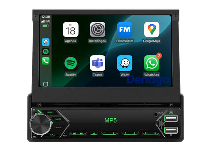 Universeel 1 DIN | Klapscherm 7 inch | Draadloos CarPlay & Android Auto | Autoradio