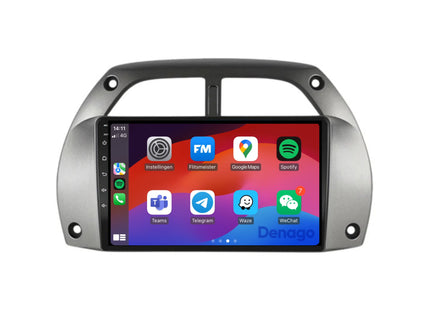 Toyota RAV4 CarPlay autoradio | 2001 t/m 2006 | Denago DNG-A206 | 9 inch | Android 13 | Draadloos CarPlay & Android Auto | Grijs frame