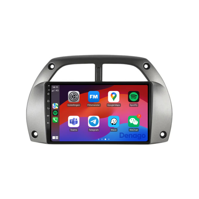 Toyota RAV4 CarPlay autoradio | 2001 t/m 2006 | Denago DNG-A206 | 9 inch | Android 13 | Draadloos CarPlay & Android Auto | Grijs frame