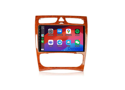 Mercedes C-Klasse W203 CarPlay autoradio | 2000 t/m 2004 | Denago DNG-A203 | 9 inch | Android 13 | Draadloos CarPlay & Android Auto | Houtkleur frame