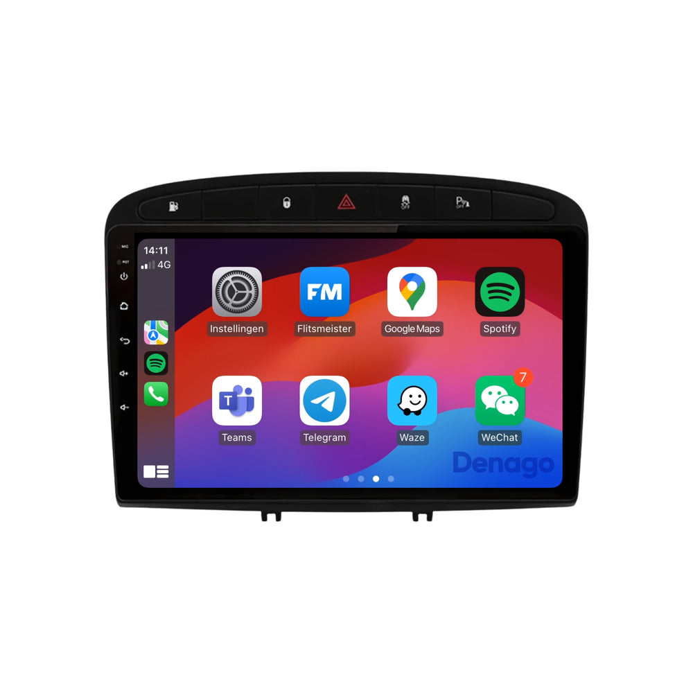 Radio para coche Peugeot 308 y 408 CarPlay | 2007 a 2013 | Denago DNG-A242 | 9 pulgadas | Androide 13 | CarPlay inalámbrico y Android Auto