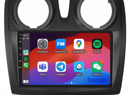 Dacia Sandero CarPlay autoradio | 2013 t/m 2020 | Denago DNG-A153 | 9 inch | Android 13 | Draadloos CarPlay & Android Auto