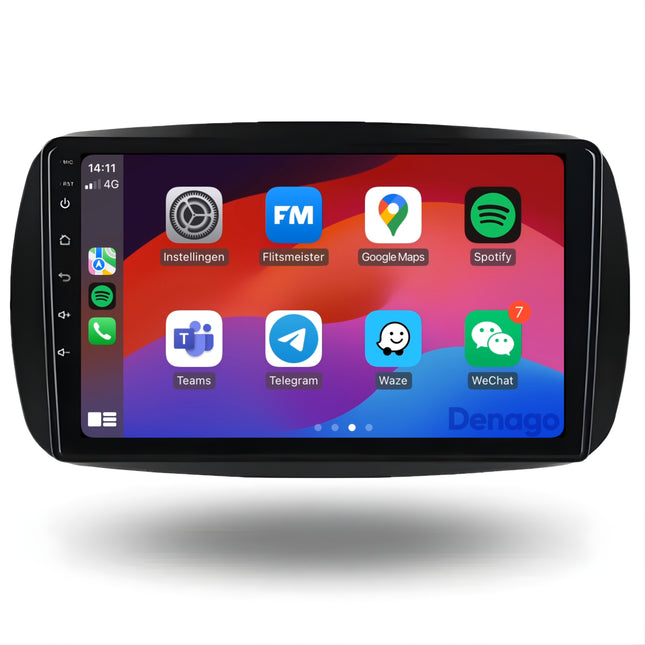 Smart Fortwo & Forfour CarPlay car radio | 2015 to 2019 | Denago DNG-A197 | 9 inches | Android 13 | Wireless CarPlay & Android Auto