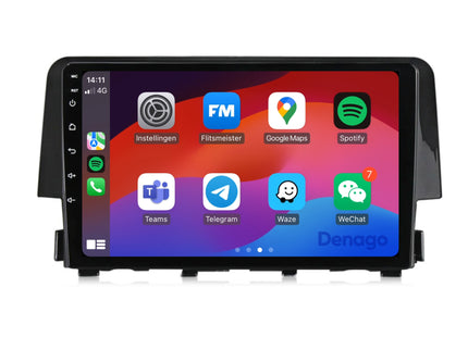 Honda Civic CarPlay autoradio | 2016 t/m 2021 | Denago DNG-A114 | 9 inch | Android 13 | Draadloos CarPlay & Android Auto