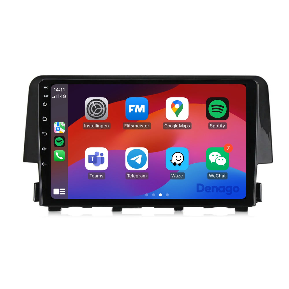 Radio para coche Honda Civic CarPlay | 2016 a 2021 | Denago DNG-A114 | 9 pulgadas | Androide 13 | CarPlay inalámbrico y Android Auto