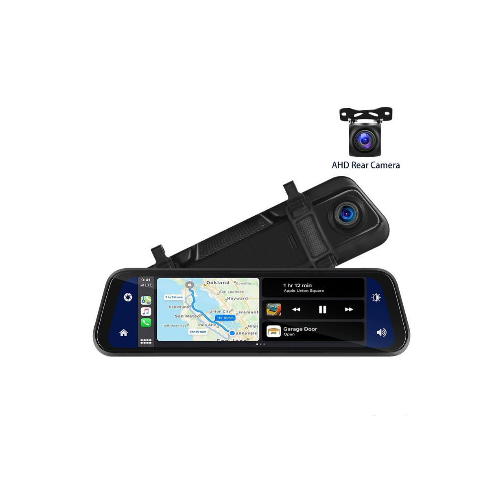 Espejo retrovisor | Cámara de salpicadero incorporada | Carplay y Android Auto | Se adapta a cualquier vehículo