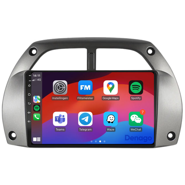 Radio para coche Toyota RAV4 CarPlay | 2001 a 2006 | Denago DNG-A206 | 9 pulgadas | Androide 13 | CarPlay inalámbrico y Android Auto | Marco gris