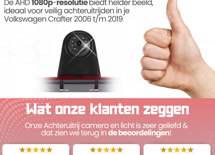 Volkswagen Crafter Derde Remlicht Achteruitrijcamera | 2006  t/m 2019 | Nachtzicht | HD Beeld