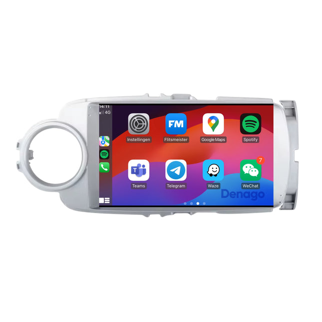Toyota Yaris CarPlay autoradio | 2011 t/m 2019 | Denago DNG-A286 | 9 inch | Android 13 | Zilver | Draadloos CarPlay & Android Auto