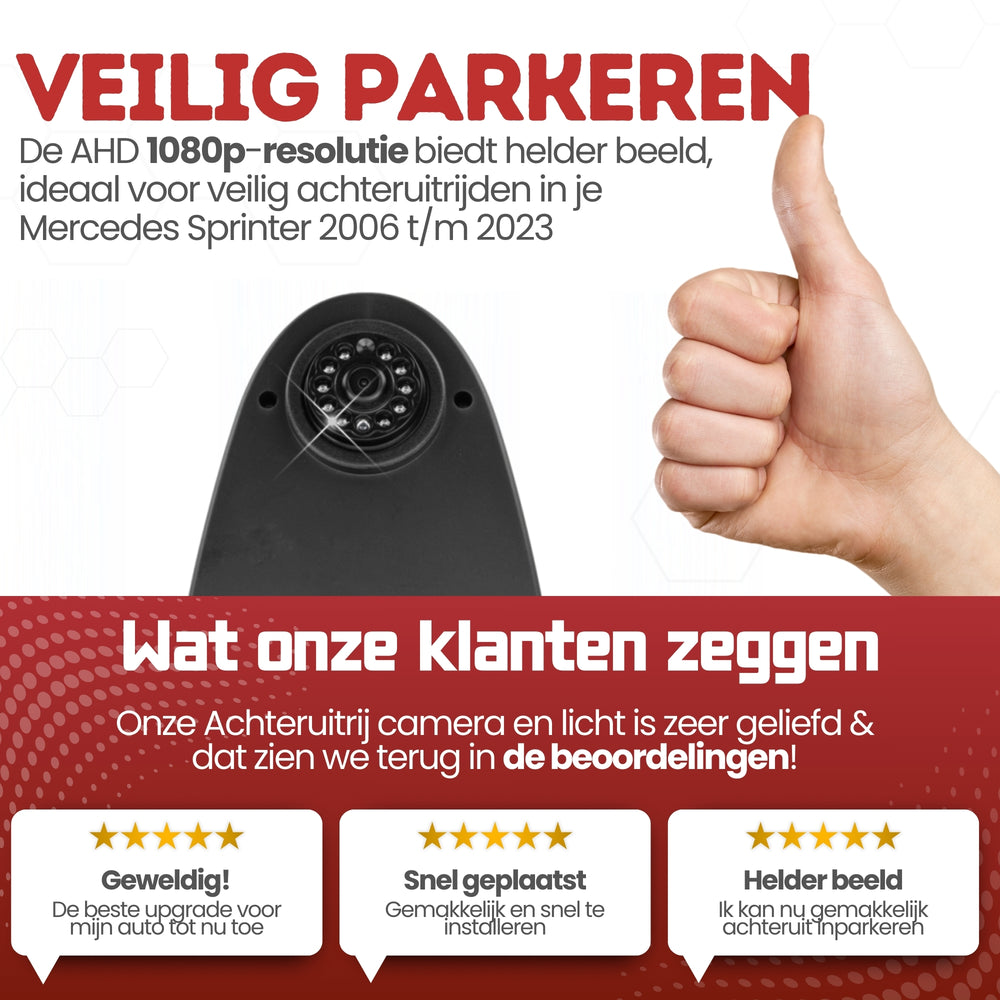 Mercedes Sprinter Achteruitrijcamera | 2006 t/m 2023 | Nachtzicht | HD Beeld