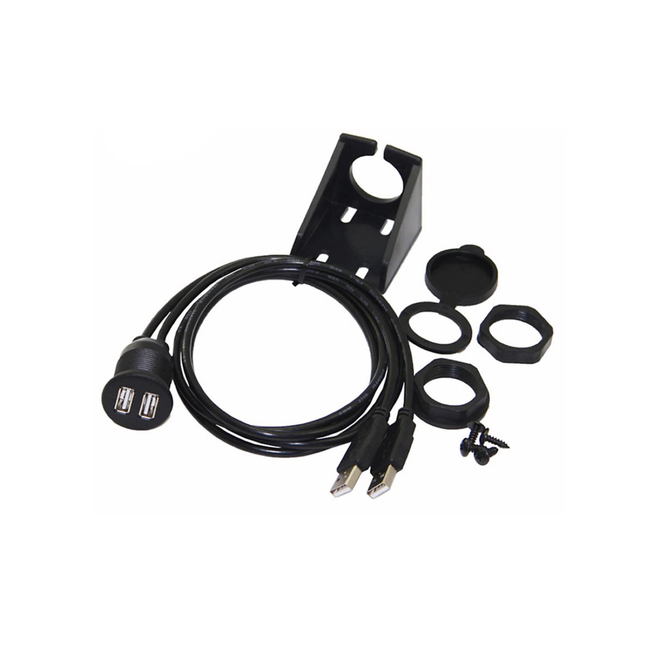 Dual USB 2.0 Doorvoermodule - 1m Data- en Oplaadkabel