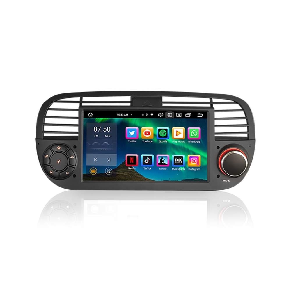 Fiat 500 CarPlay | 2007 t/m 2015 | Android 12 autoradio zwart