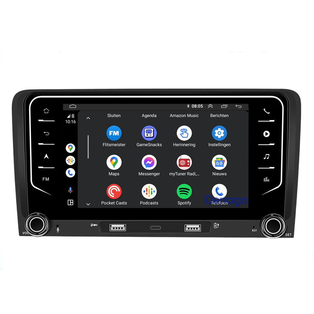Audi A3 CarPlay Autoradio | Android 13 | 2GB + 64GB | 2004 t/m 2013 | Android Auto