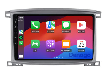 Toyota Land Cruiser 100 CarPlay autoradio | 2005 t/m 2007 | Denago DNG-A310 | 10 inch | Android 13 | Draadloos CarPlay & Android Auto | Grijs frame