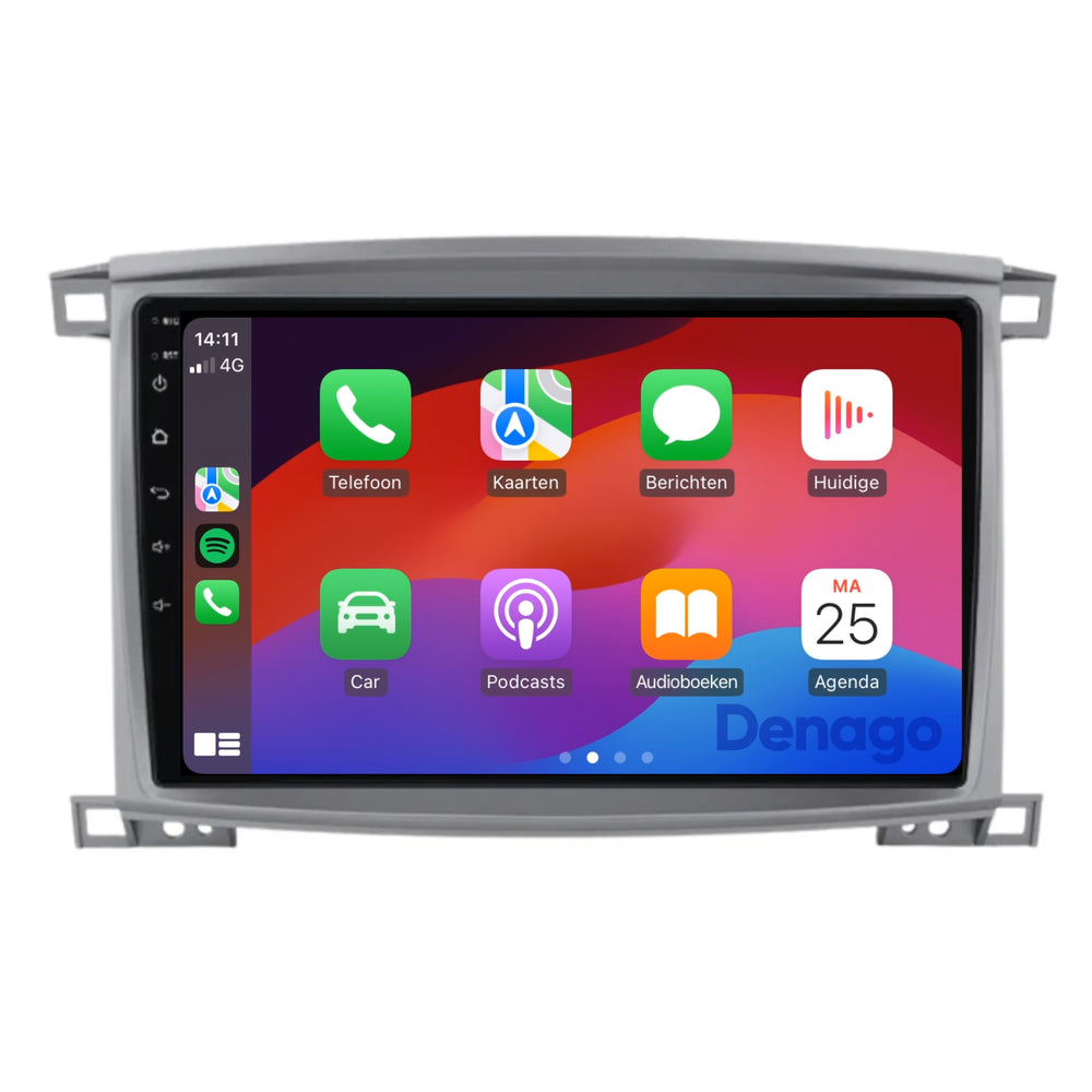 Radio para coche Toyota Land Cruiser 100 CarPlay | 2005 a 2007 | Denago DNG-A310 | 10 pulgadas | Androide 13 | CarPlay inalámbrico y Android Auto | Marco gris