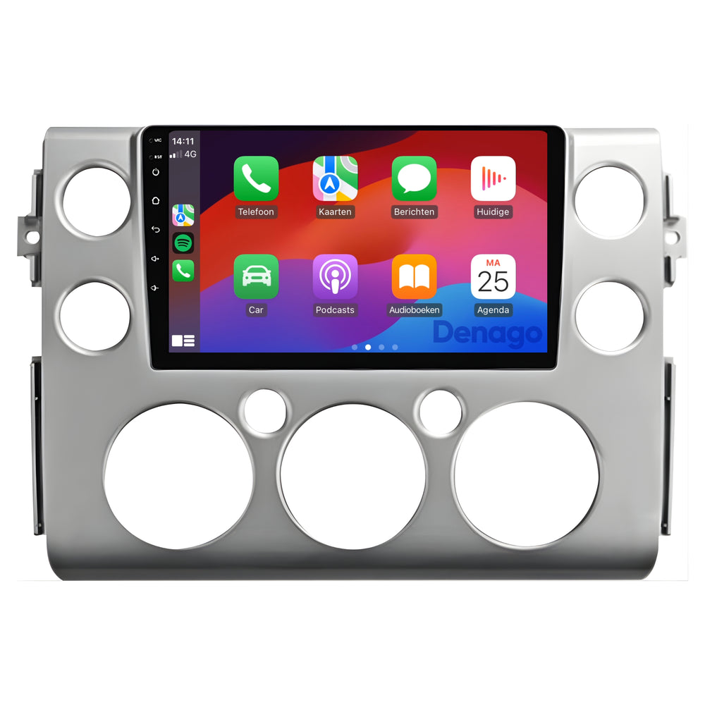 Toyota FJ Cruiser CarPlay car radio | 2006 to 2017 | Denago DNG-A313 | 9 inches | Android 13 | Wireless CarPlay & Android Auto | Silver frame