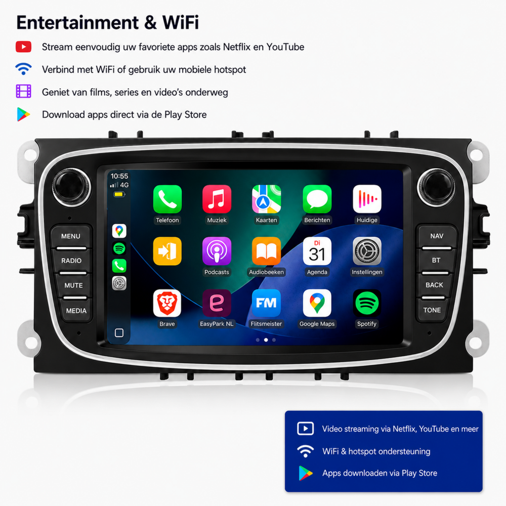 Carplay suitable for Ford | S-Max | Mondeo | Galaxy | Focus| 4GB + 64GB | Android Auto
