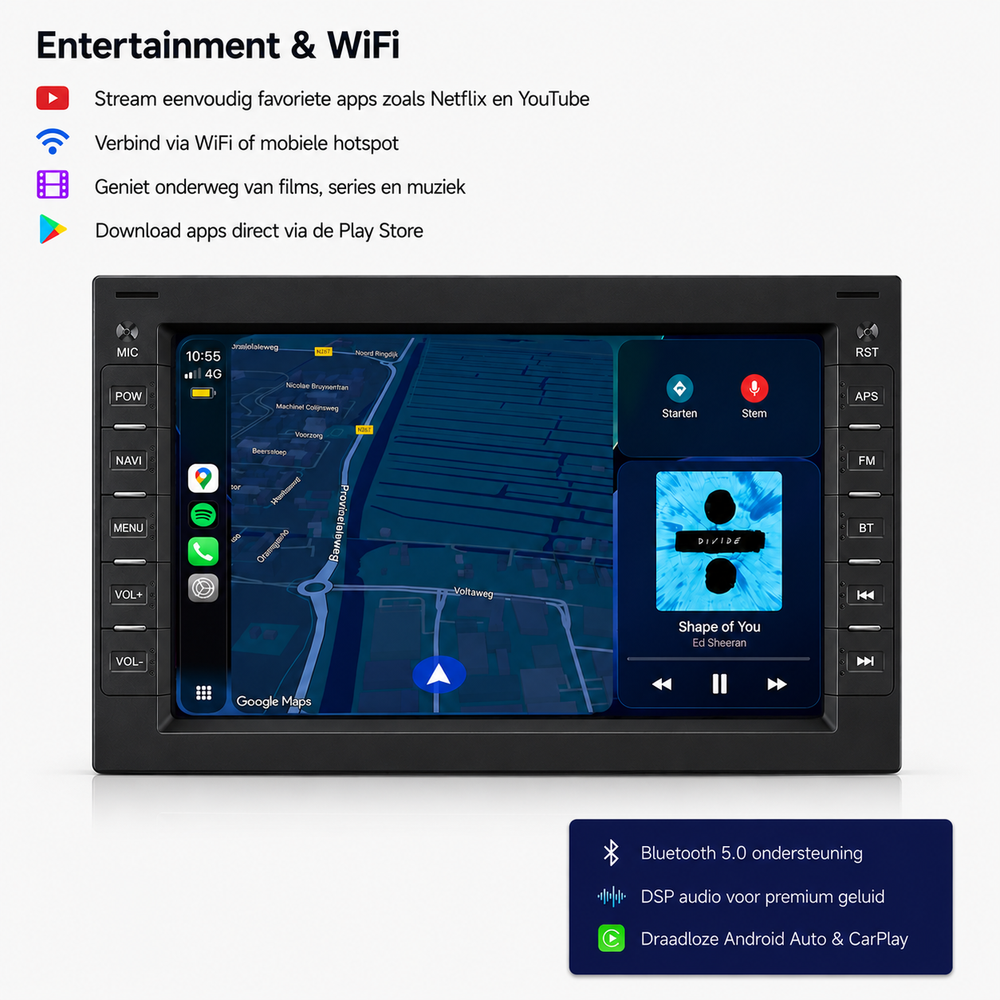 Ford Galaxy CarPlay autoradio | 2000 t/m 2006 | 4+64GB | Denago DNG-2718-7 | 7 inch | Android 15 | Draadloos CarPlay & Android Auto