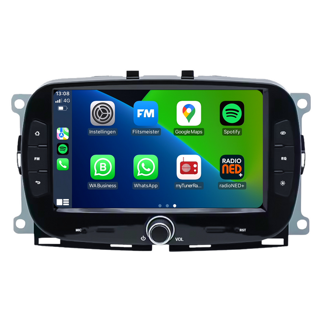 Fiat 500 | Android 13 | Autoradio | 2016 t/m 2019 | CarPlay & Android Auto | Zwart