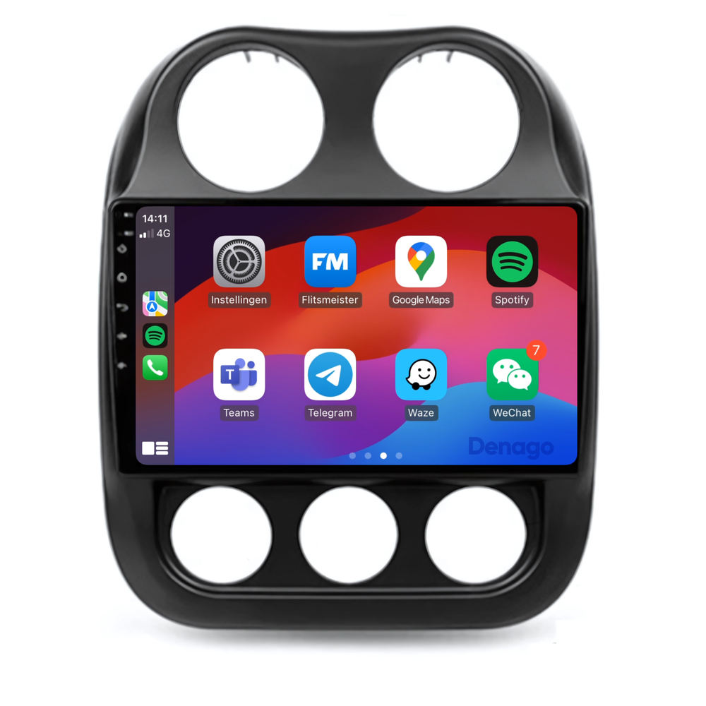 Jeep Compass CarPlay autoradio | 2010 t/m 2016 | Denago DNG-A37 | 9 inch | Android 13 | Draadloos CarPlay & Android Auto