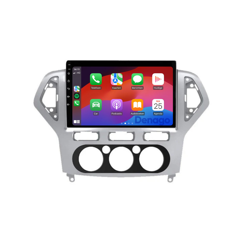 Ford Mondeo CarPlay car radio | 2003 to 2014 | Denago DNG-A204 | 9 inches | Android 13 | Wireless CarPlay & Android Auto | Silver colored frame