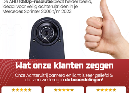 Mercedes Sprinter Achteruitrijcamera | 2006 t/m 2023 | Nachtzicht | HD Beeld