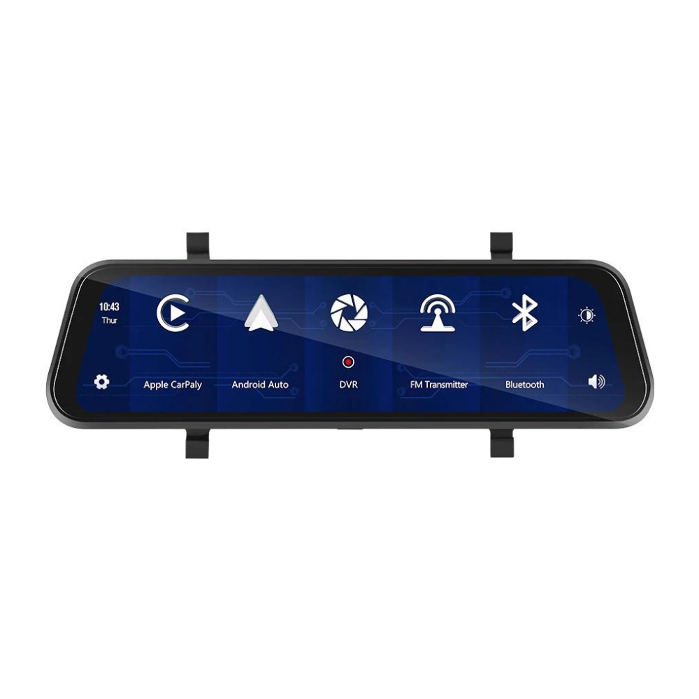 Espejo retrovisor | Cámara de salpicadero incorporada | Carplay y Android Auto | Se adapta a cualquier vehículo