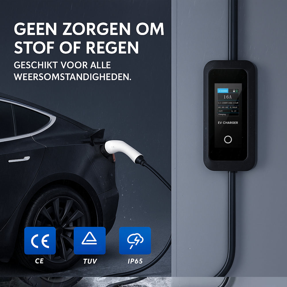 EV Charging Cable Type 2 – 3.5kW | 5M | For Home | Camping Portable EV Home Charger Type 2 | 3.5 kW | Waterproof IP67 | 5m TPU Cable | 1-Phase | Adjustable Charging Current (8A/10A/13A/16A) | Timer Function &  Delayed start | With storage bag | Travel
