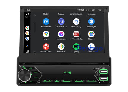 Universeel 1 DIN | Klapscherm 7 inch | Draadloos CarPlay & Android Auto | Autoradio