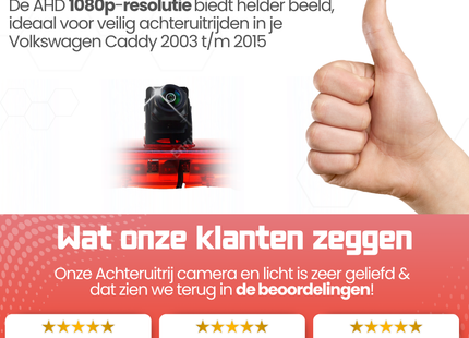 Volkswagen Caddy Derde Remlicht Achteruitrijcamera | 2003 t/m 2015 | Nachtzicht | HD Beeld