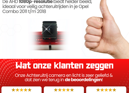 Opel Combo Derde Remlicht Achteruitrijcamera | 2011 t/m 2018 | Nachtzicht | HD Beeld