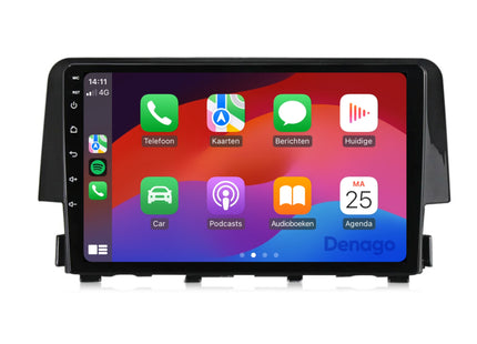Honda Civic CarPlay autoradio | 2016 t/m 2021 | Denago DNG-A114 | 9 inch | Android 13 | Draadloos CarPlay & Android Auto