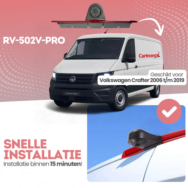 Volkswagen Crafter Derde Remlicht Achteruitrijcamera | 2006  t/m 2019 | Nachtzicht | HD Beeld