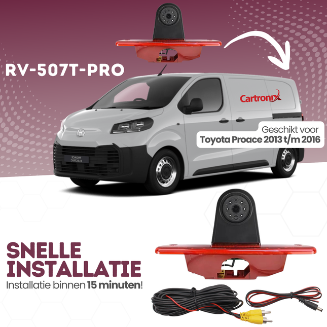 Toyota Proace Derde Remlicht Achteruitrijcamera | 2013 t/m 2016 | Nachtzicht | HD Beeld
