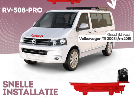 Volkswagen T5 Derde Remlicht Achteruitrijcamera | 2003 t/m 2015 | Nachtzicht | HD Beeld